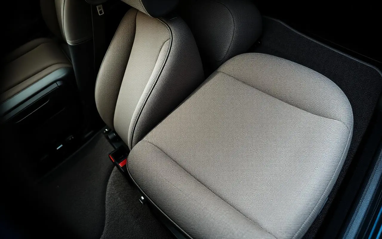Vehicle interior after detailing, with clean seats and floors