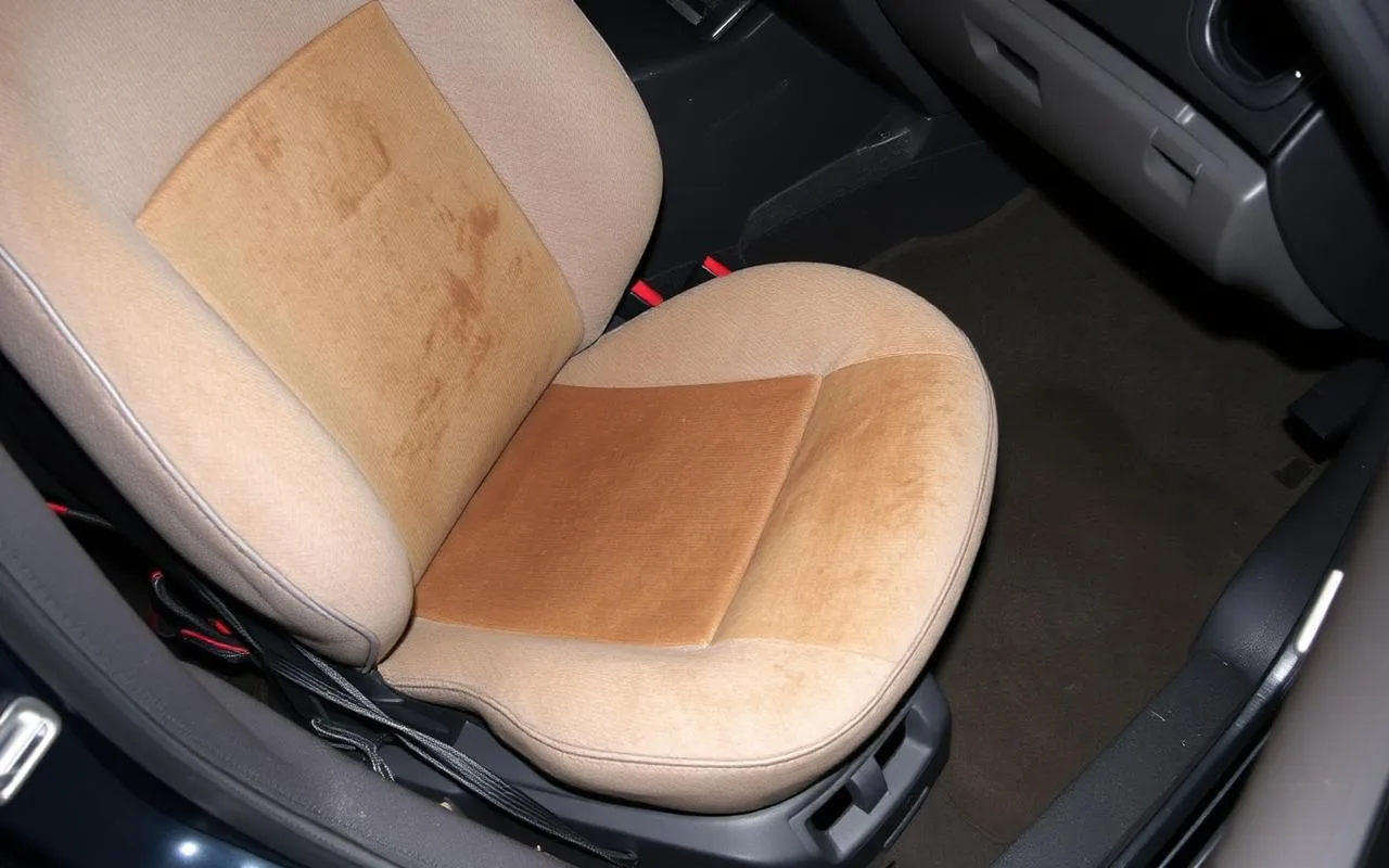 Vehicle interior before detailing, showing dust and everyday buildup