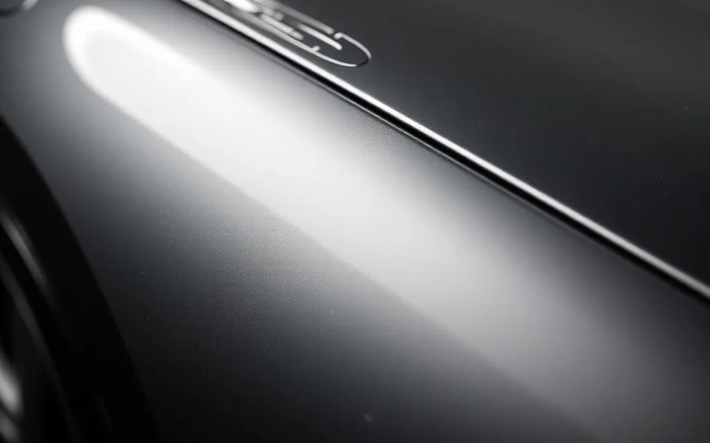 Close-up of clean waxed car paint with soft reflections