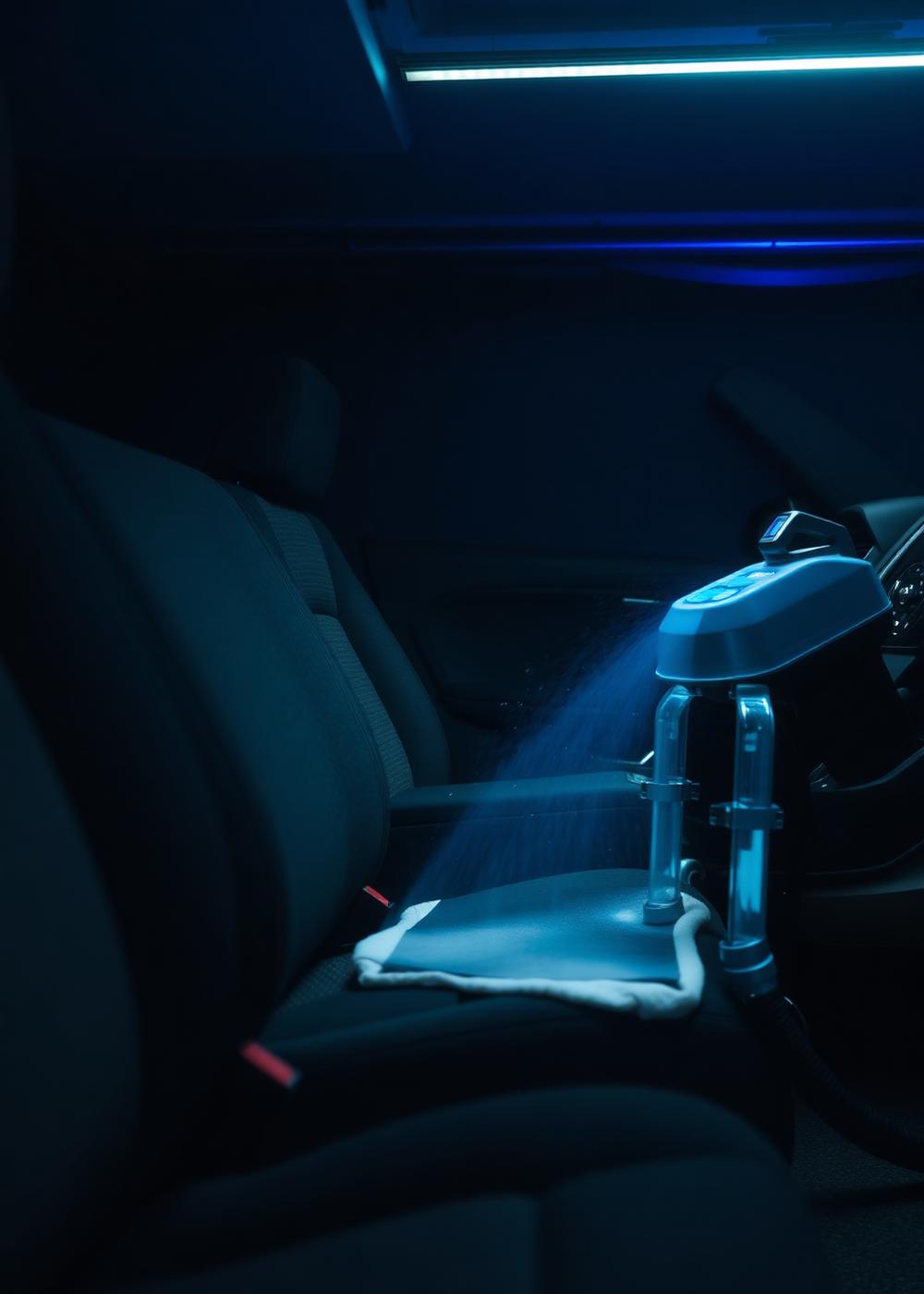 Grandett detailer performing interior extraction work on a vehicle seat