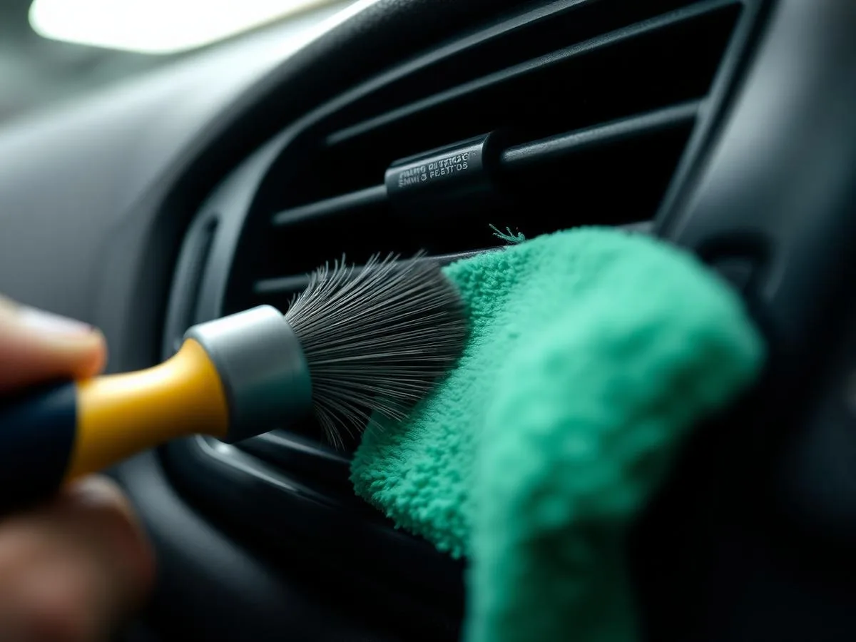 Detail brush work being carried out inside a vehicle