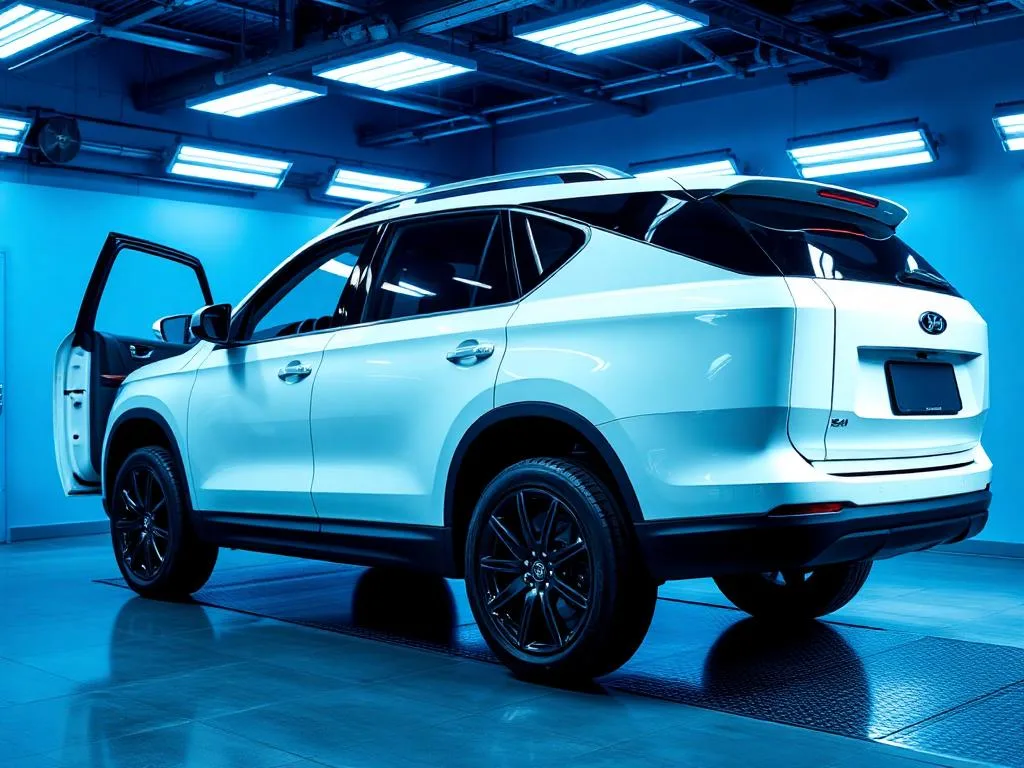 Fully detailed SUV inside a professional detailing studio